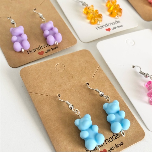 New Set of 6 Pairs of Colourful Gummy Bear Earrings Multiple Cute Unique Gifts - Picture 5 of 9